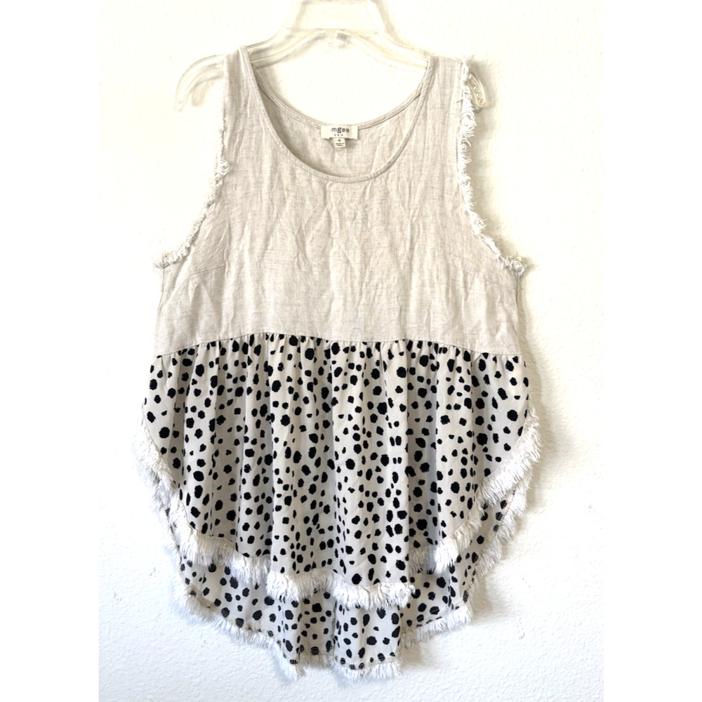 Umgee White and Black Polka Dot Blouse